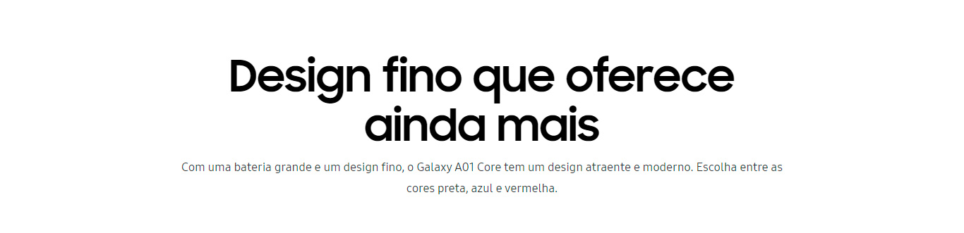 Smartphone Samsung Galaxy A01 Core 32GB 2GB RAM Tela Infinita de 5.3 Câmera Traseira 8MP + Frontal de 5MP Bateria 3000mAh Preto